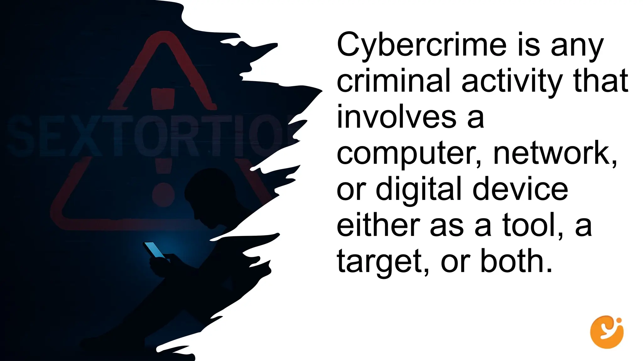 Cybercrime is any
criminal activity that
involves a
computer, network,
or digital device
either as a tool, a
target, or both.
 