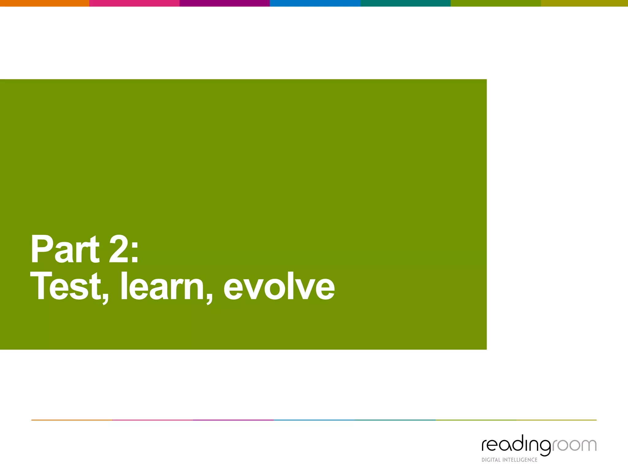 Part 2:
Test, learn, evolve
 