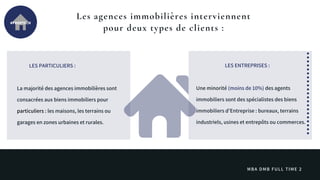 FROM GROUP 5
Les agences immobilières interviennent
pour deux types de clients :
LES PARTICULIERS :
La majorité des agence...