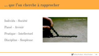 @EducForKids #EducForKids
… que l’on cherche à rapprocher
Individu - Société
Passé - Avenir
Pratique - Intellectuel
Discipline - Souplesse
10
 