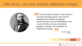 @EducForKids #EducForKids
Jules Ferry : une école gratuite, obligatoire et laïque
21
 
