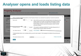 Analyser opens and loads listing data
 
