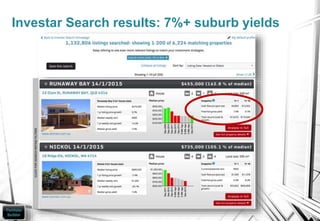 Investar Search results: 7%+ suburb yields
 