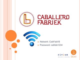  Netwerk: CabFabV8
 Password: cabfab1234
 