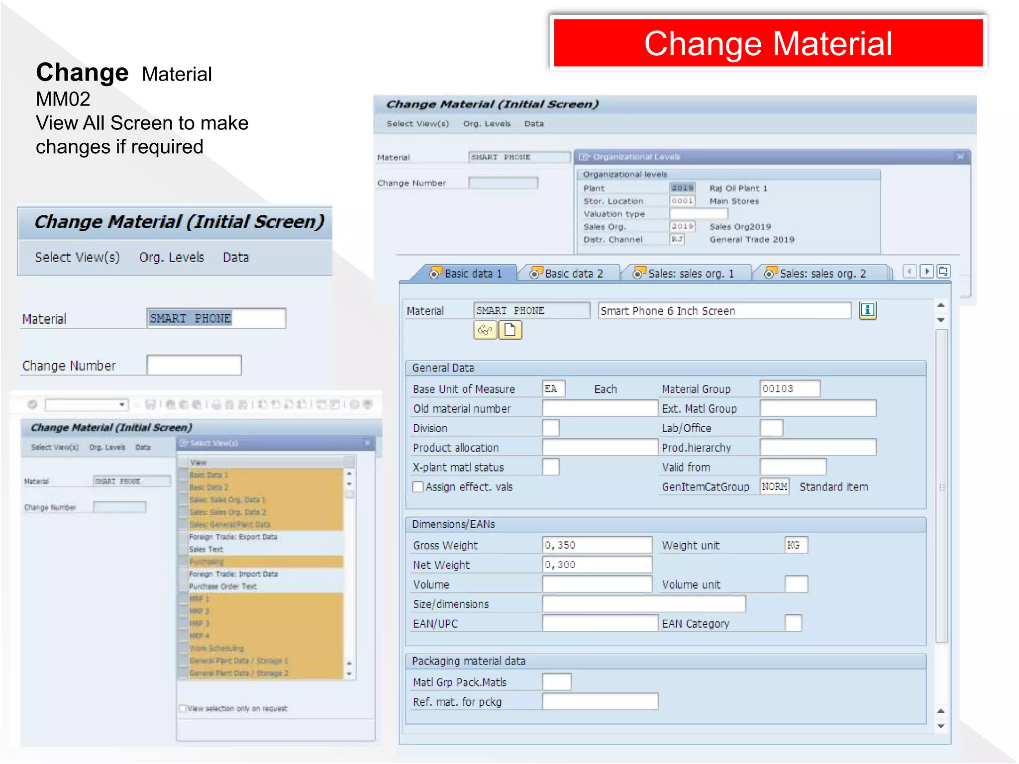 Change Material
Change Material
MM02
View All Screen to make
changes if required
 