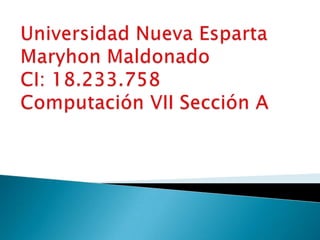 Universidad Nueva EspartaMaryhon MaldonadoCI: 18.233.758Computación VII Sección A 