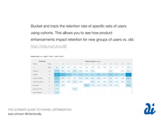 Bucket and track the retention rate of speciﬁc sets of users
              using cohorts. This allows you to see how produ...
