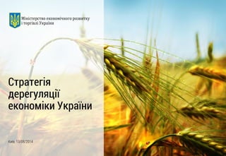 Київ, 13/08/2014 
Стратегія дерегуляції економіки України  