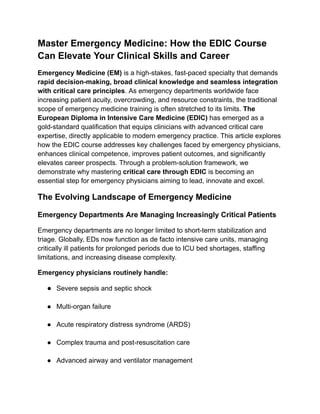 Master Emergency Medicine with EDIC: Elevate Critical Care Skills ...