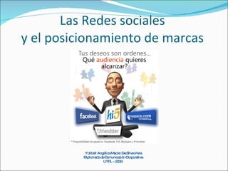 Las Redes sociales  y el posicionamiento de marcas  Yolibell Angélica Maciel Da Silva Vera Diplomado de Comunicación Corporativa UTPL - 2009  