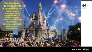 Recompensa,
reconhecimento
e comemoração
Recompense e
reconheça bons
resultados, seja da
equipe como dos
clientes, cultive estes
momentos e
comemore, pois tudo
pode mostrar
entusiasmo!
 