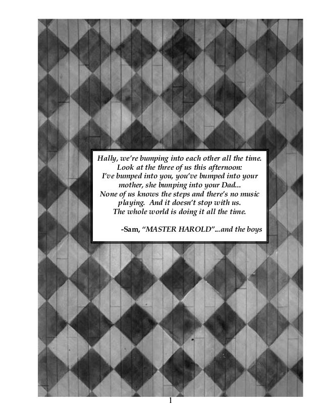 an analysis of the character of hally in master harold and the boys by athol fugard Athol fugard: master harold and the boys october 19, 2016 elizabethwasson source: during most of the last four decades, athol fugard has dedicated his art to fighting apartheid pg 9 watch hally's relationship with sam and willie. an analysis of the character of hally in master harold and the boys by athol fugard Athol fugard: master harold and the boys october 19, 2016 elizabethwasson source: during most of the last four decades, athol fugard has dedicated his art to fighting apartheid pg 9 watch hally's relationship with sam and willie.