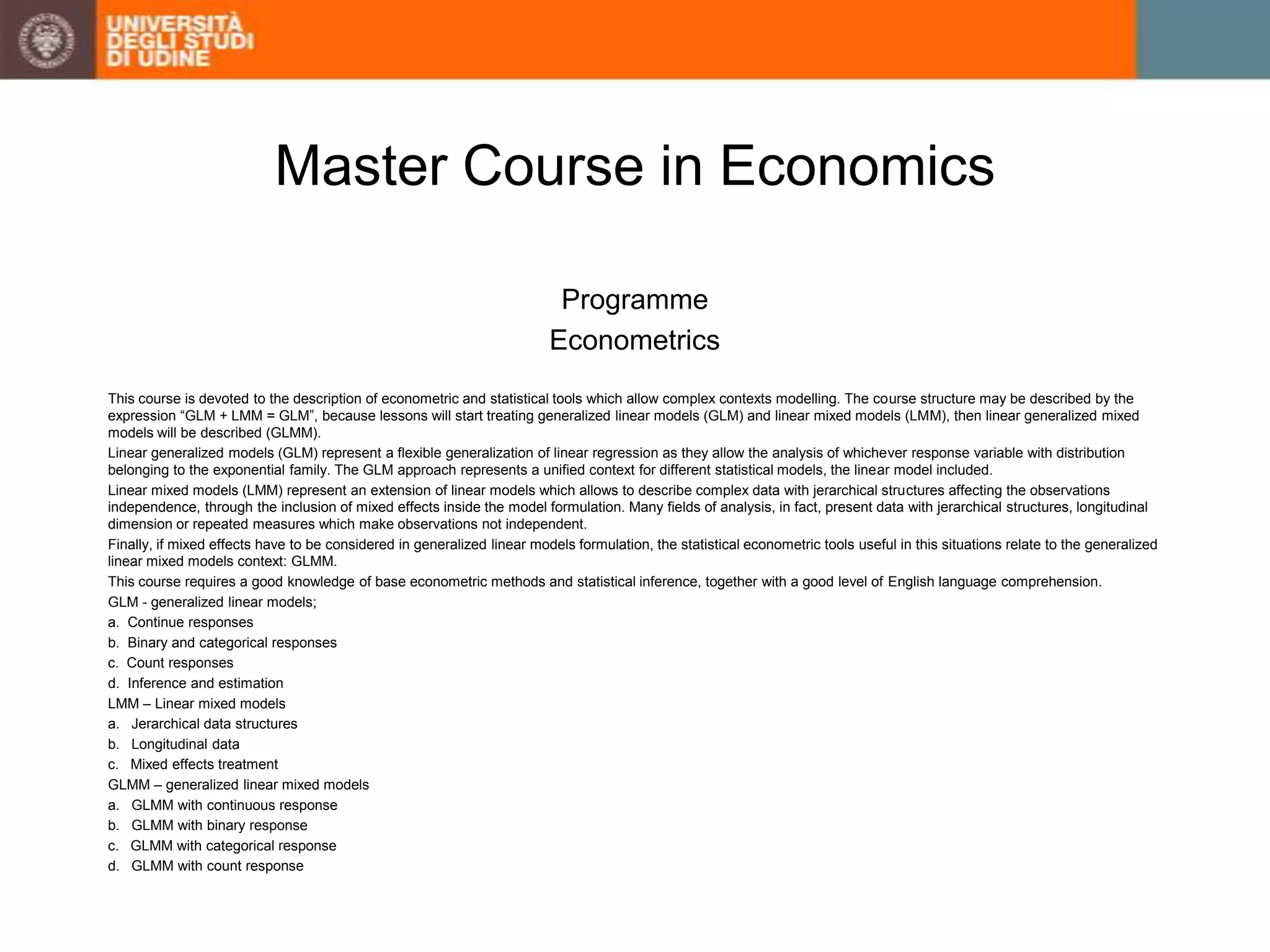 Master in economics | PPTX