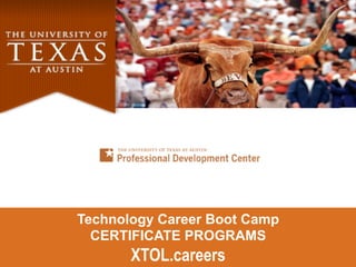 Technology Career Boot Camp 
CERTIFICATE PROGRAMS 
XTOL.careers 
 
