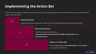 Mastering Android UI Components: Adapters and Action Bars Explained | PPTX