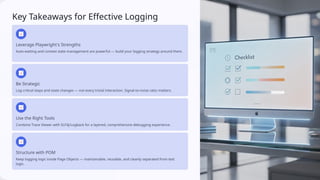 Logging in Playwright (Java) Automation Framework | PPTX
