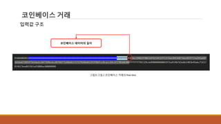 코인베이스 거래
입력값 구조
그림3] 그림 2 코인베이스 거래의 Raw data
코인베이스 데이터의 길이
 