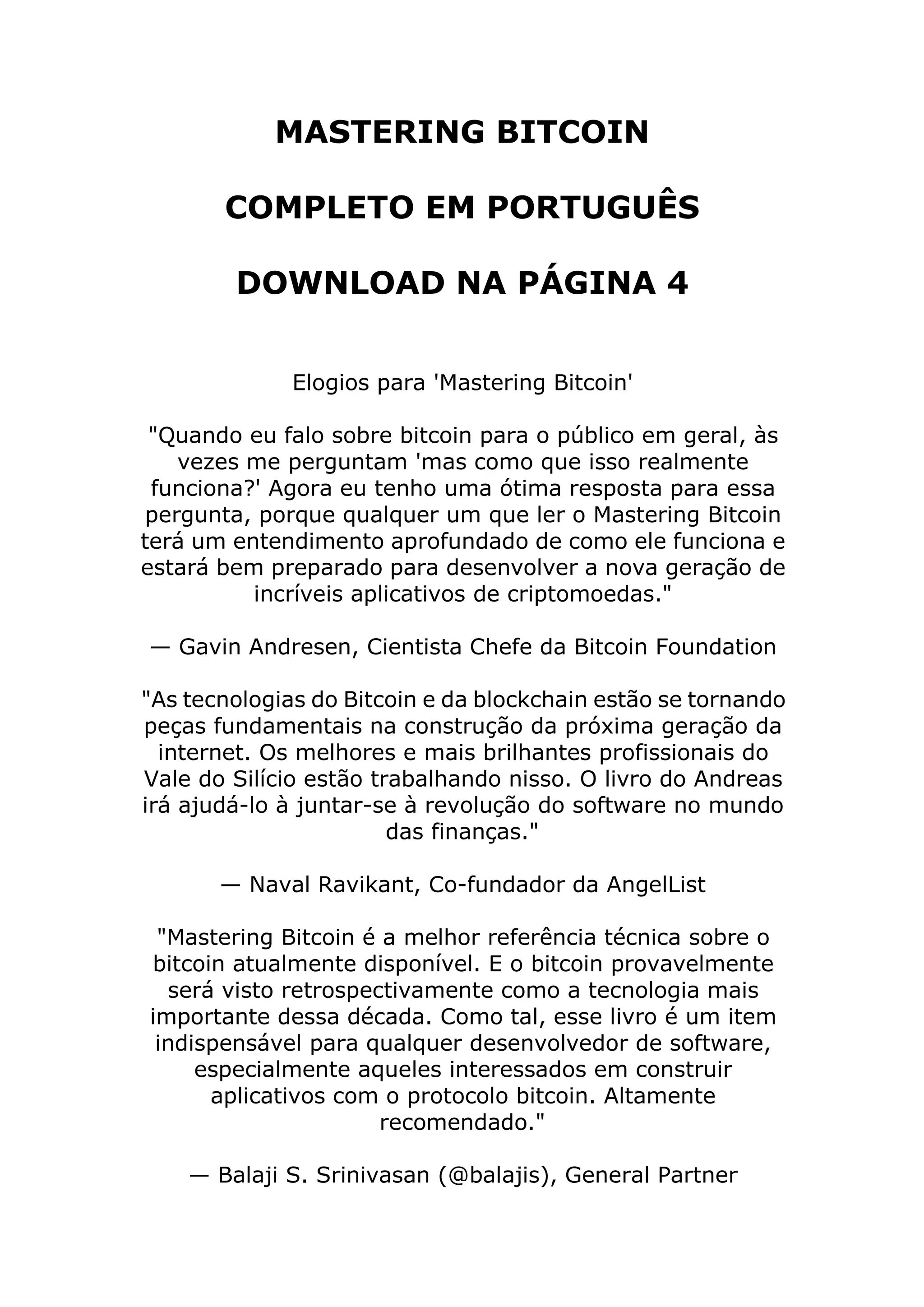 Mastering bitcoin em português completo | PDF