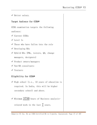 Ccba Test Examples Mastering CCBA v3 Sample Chapter | PDF
