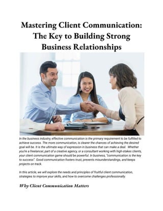 Mastering Client Communication_ The Key to Building Strong Business ...