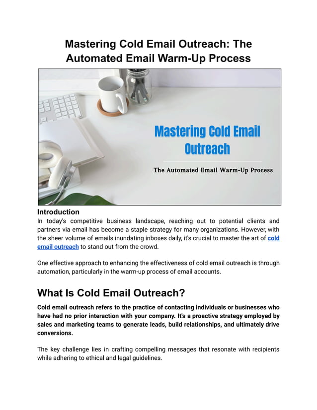 Mastering Cold Email Outreach The Automated Email Warm Up Process Pdf Mastering Cold Email Outreach The Automated Email Warm Up Process Pdf