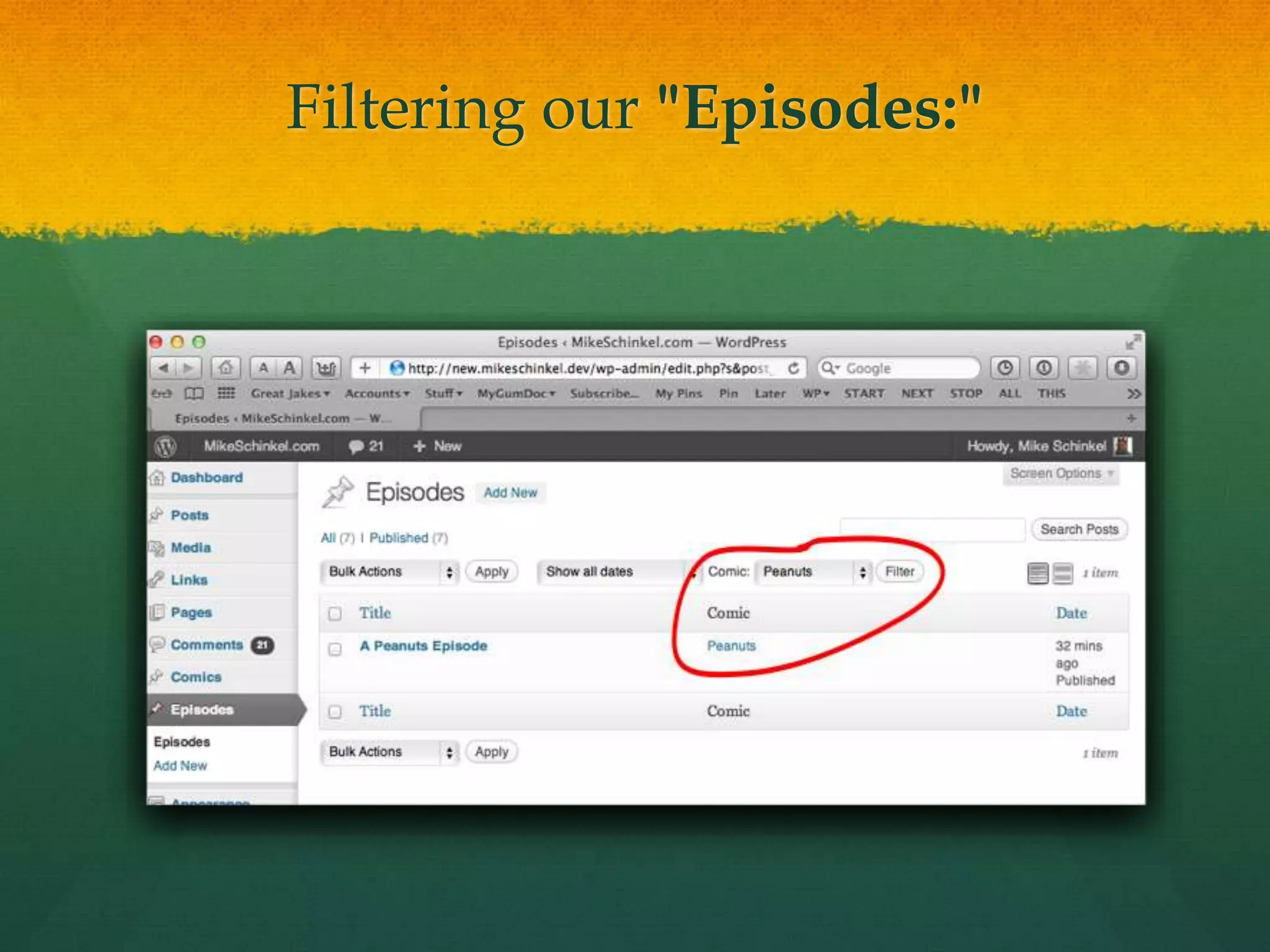 Filtering our "Episodes:"
 
