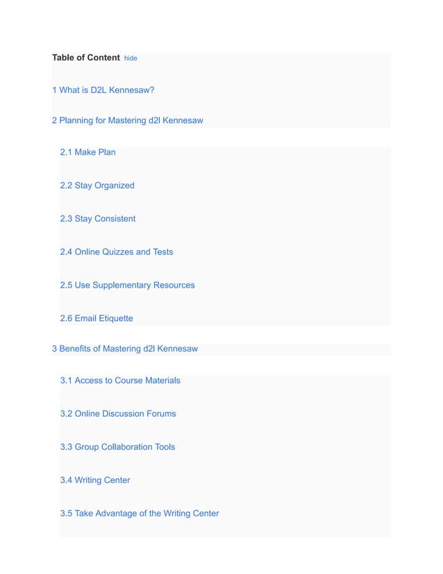 Mastering D2L Kennesaw PDF