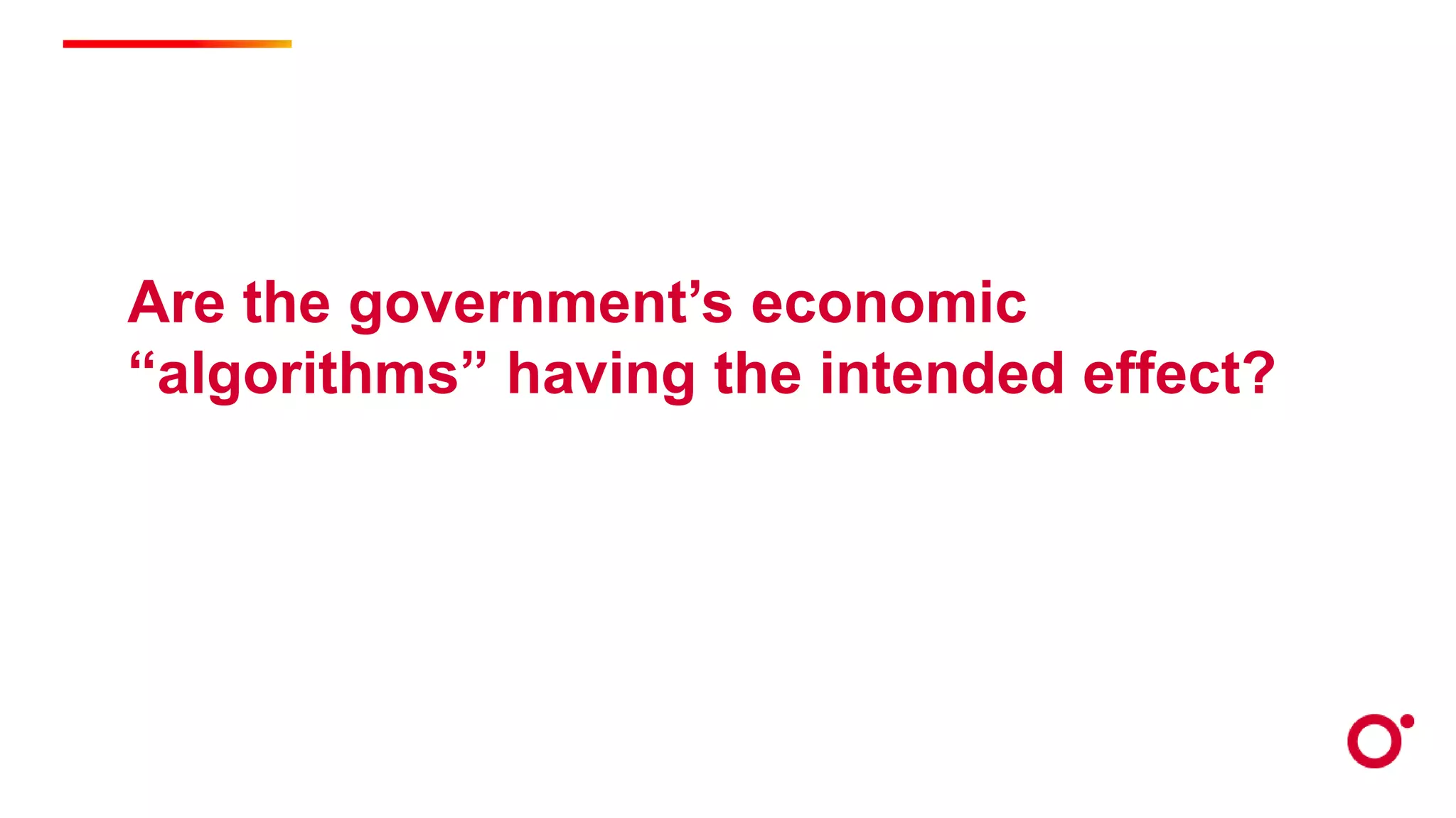 Are the government’s economic
“algorithms” having the intended effect?
 