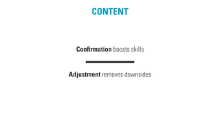 CONTENT
Conﬁrmation boosts skills
Adjustment removes downsides
 
