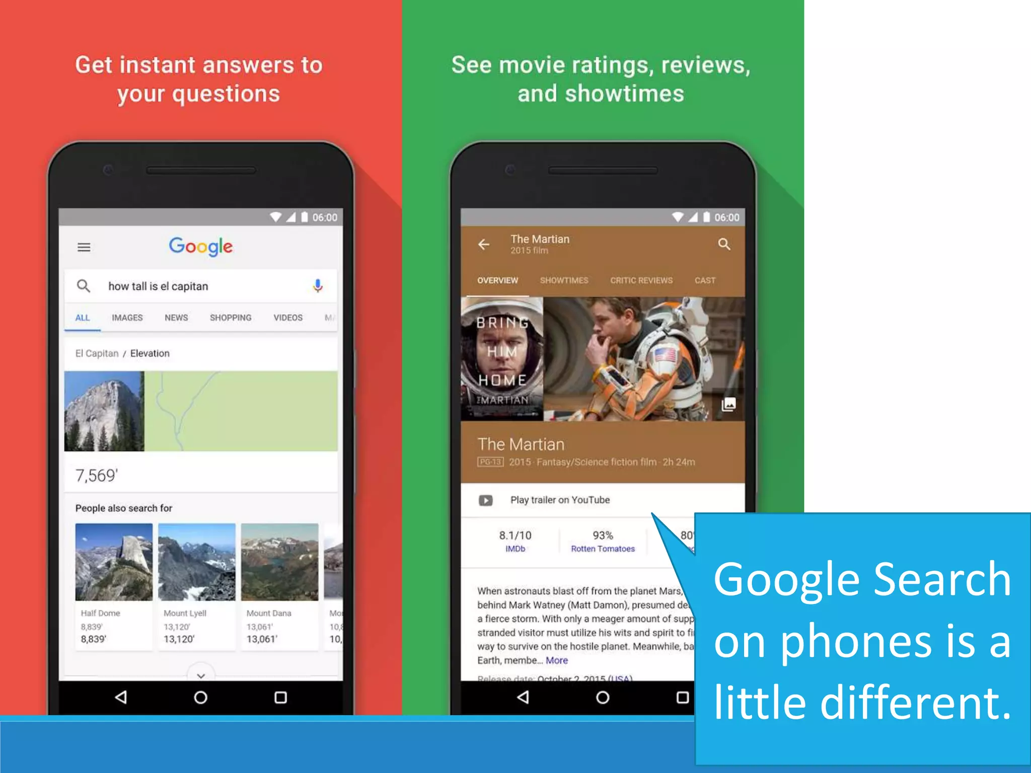 Google Search
on phones is a
little different.
 
