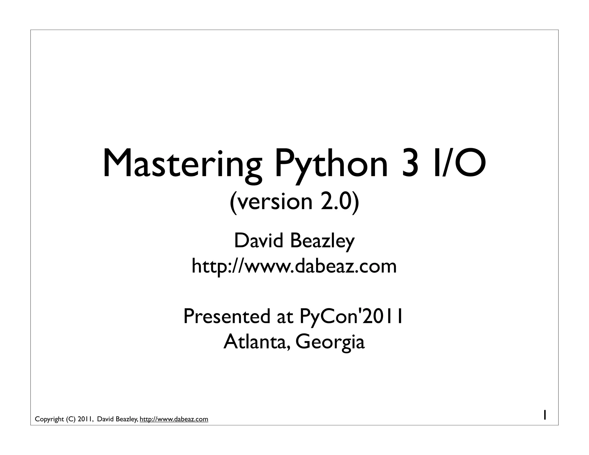 Mastering Python 3 I/O (Version 2) | PPT