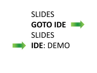 SLIDES
GOTO IDE
SLIDES
IDE: DEMO
 