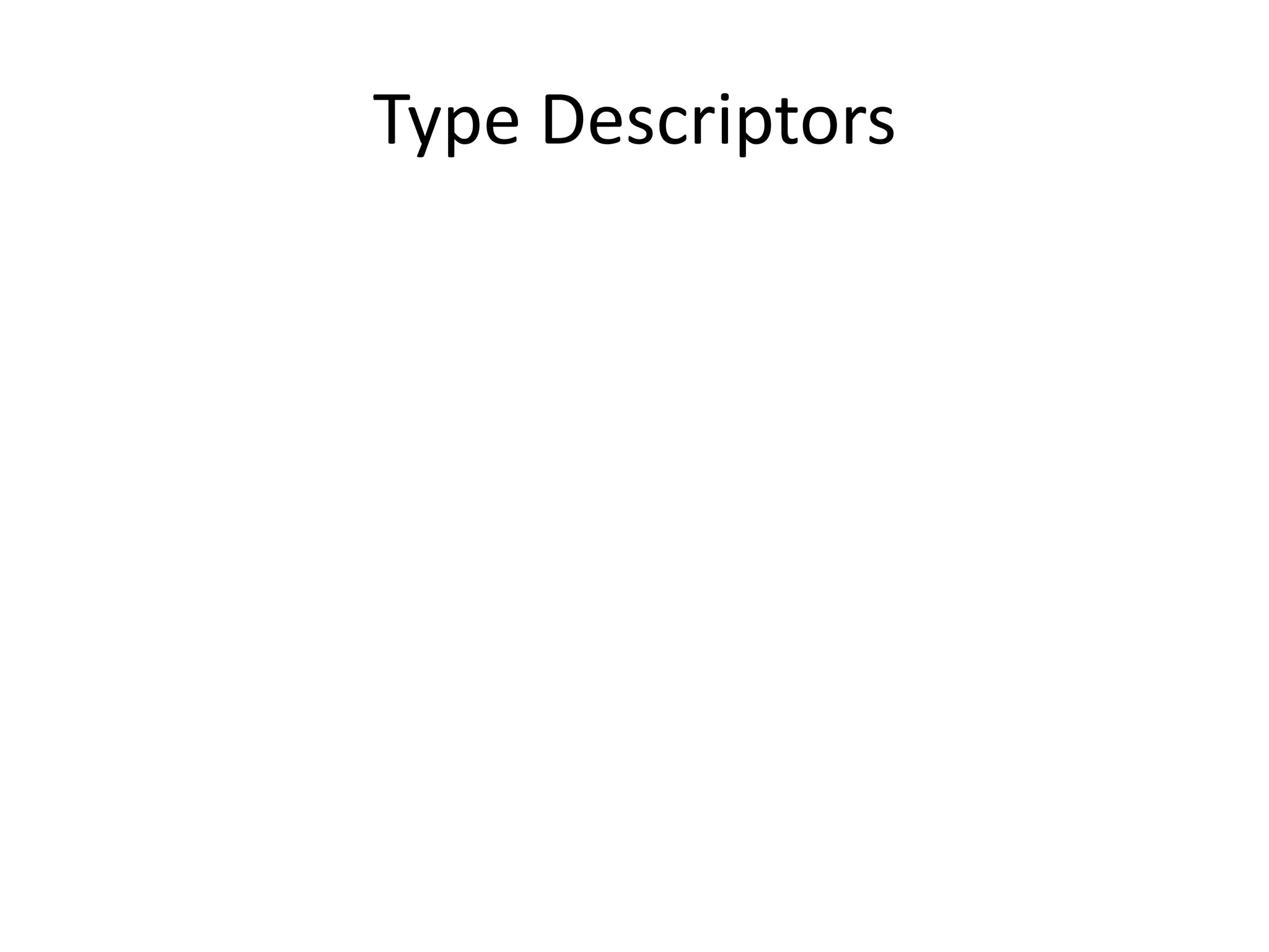Type Descriptors
 
