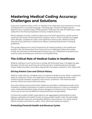 Mastering Medical Coding Accuracy: Overcoming Challenges and Enhancing ...