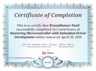 Certificate - Mastering Microcontroller with Embedded Driver Development