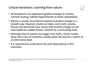 Example: Equilibrium states in a lake
21
Source: Scheffer, Marten (2009). Critical Transitions in Nature and Society. Prin...