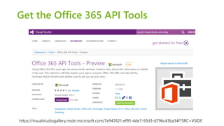Get the Office 365 API Tools 
https://visualstudiogallery.msdn.microsoft.com/7e947621-ef93-4de7-93d3-d796c43ba34f?SRC=VSIDE 
 