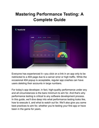 Mastering Performance Testing A Complete Guide Pdf