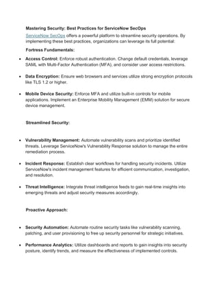 Mastering Security: Best Practices for ServiceNow SecOps | PDF ...