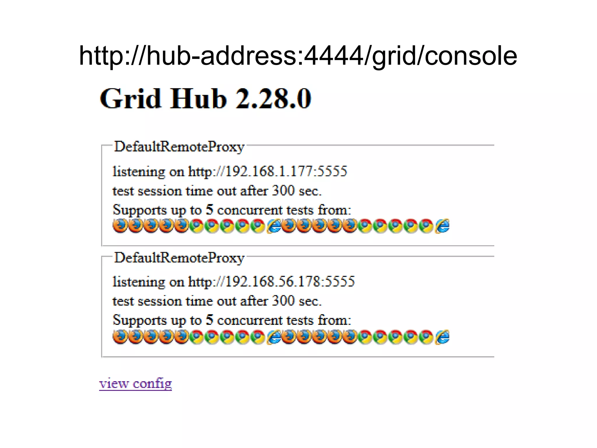 http://hub-address:4444/grid/console
 