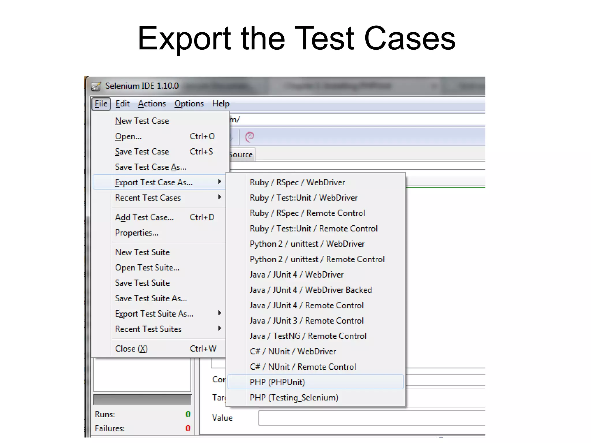Export the Test Cases
 