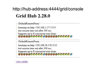 http://hub-address:4444/grid/console
 