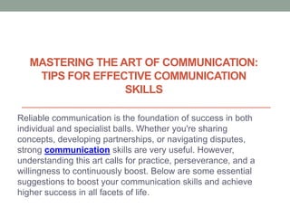 Mastering the Art of Communication Tips for Effective Communication ...