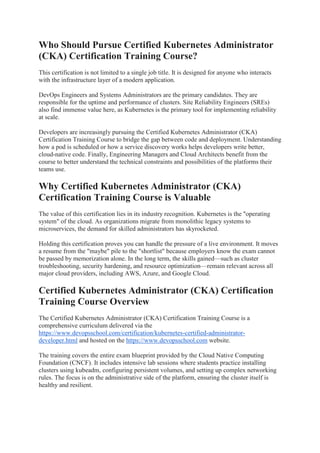Mastering the Certified Kubernetes Administrator (CKA) Certification ...