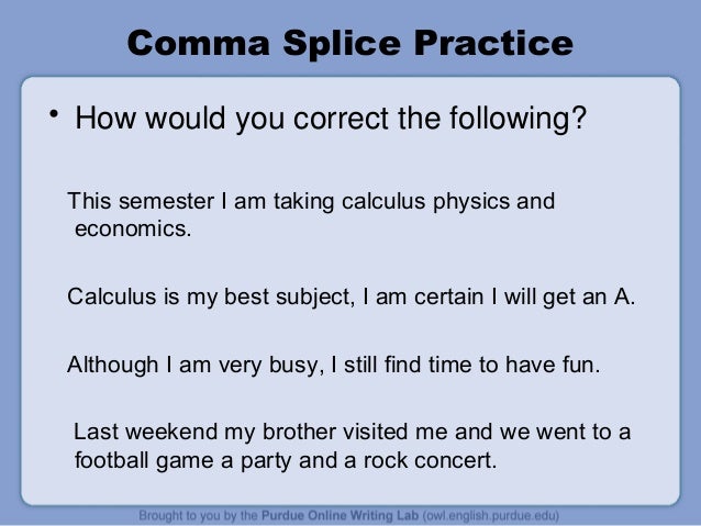 mastering the comma comma splice examples