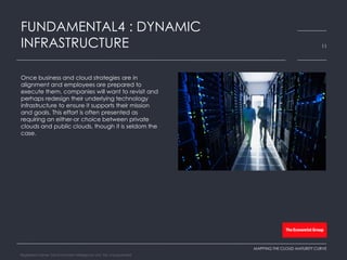 Once business and cloud strategies are in
alignment and employees are prepared to
execute them, companies will want to revisit and
perhaps redesign their underlying technology
infrastructure to ensure it supports their mission
and goals. This effort is often presented as
requiring an either-or choice between private
clouds and public clouds, though it is seldom the
case.
FUNDAMENTAL4 : DYNAMIC
INFRASTRUCTURE 11
MAPPING THE CLOUD MATURITY CURVE
Registered Name: The Economist Intelligence Unit, NA, Incorporated
 