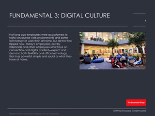 Not long ago employees were accustomed to
highly structured work environments and better
technology at work than at home. But all that has
flipped now. Today’s employees—led by
millennials and other employees who thrive on
connection and digital content—expect and
demand both flexibility and office technology
that is as powerful, simple and social as what they
have at home.
FUNDAMENTAL 3: DIGITAL CULTURE
8
MAPPING THE CLOUD MATURITY CURVE
Registered Name: The Economist Intelligence Unit, NA, Incorporated
 