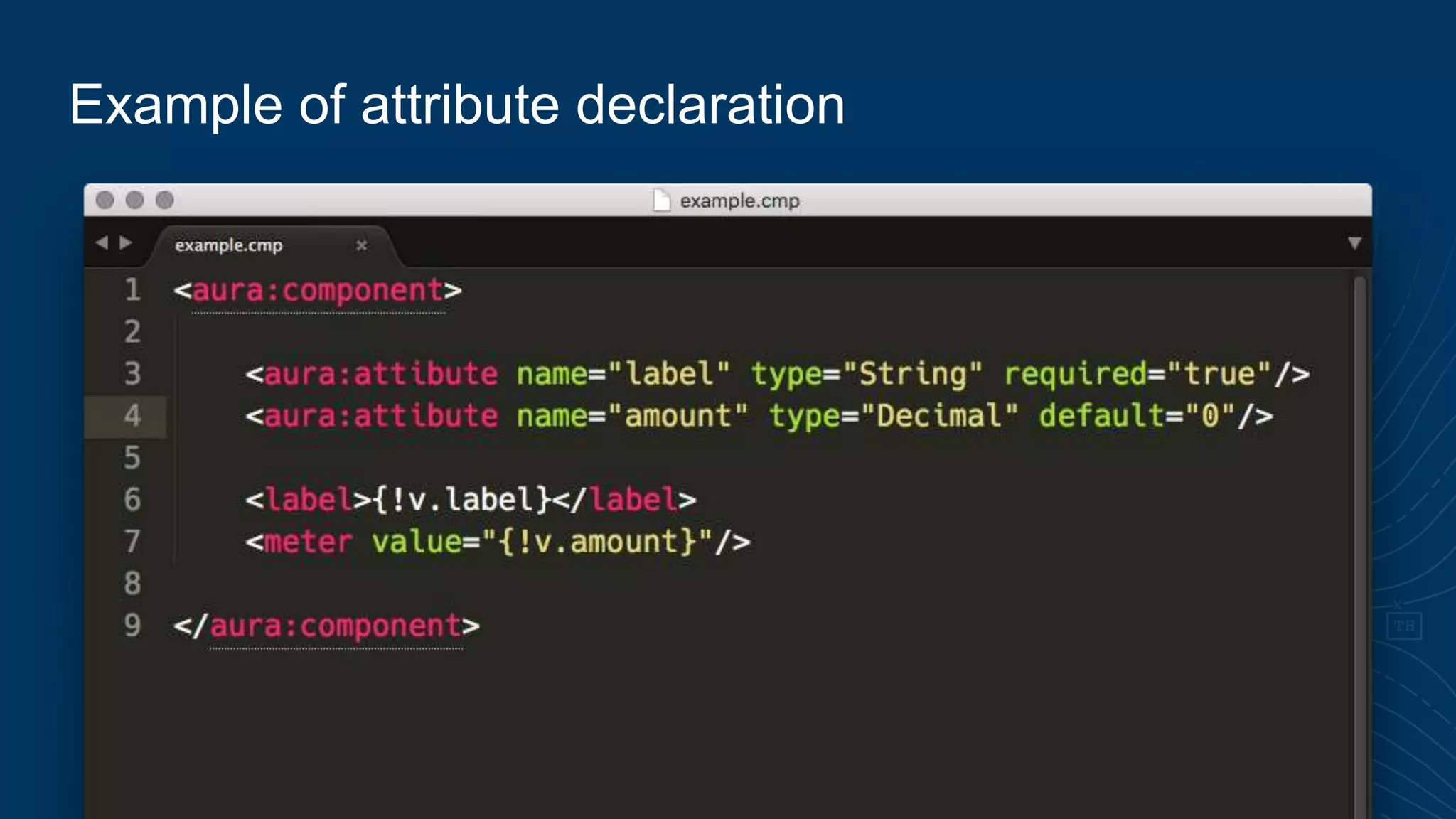 Example of attribute declaration
 
