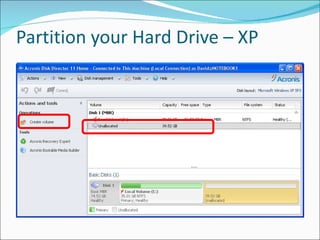 Partition your Hard Drive – XP 