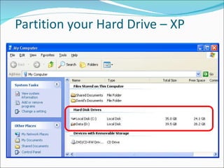 Partition your Hard Drive – XP 